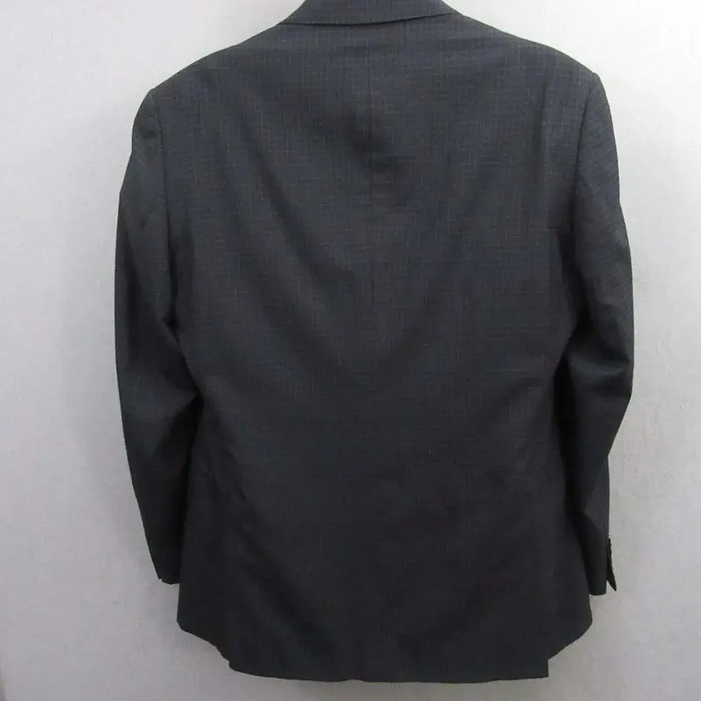 Murano Collezioni Men's 2-Piece Suit 44L Slim Fit Black Check Wool